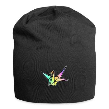 Origami Japan Faltkunst Papier Kranich Japanisch - Jersey-Beanie - Schwarz - Vorne