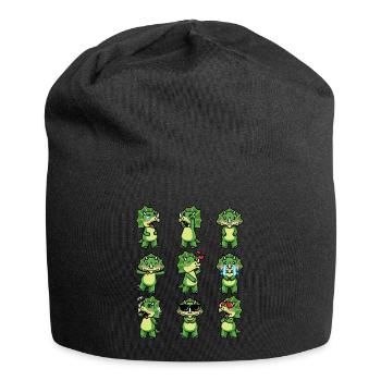 Triceratops Kawaii Dinosaure Emoticon Drôle - Bonnet en jersey - noir - Devant