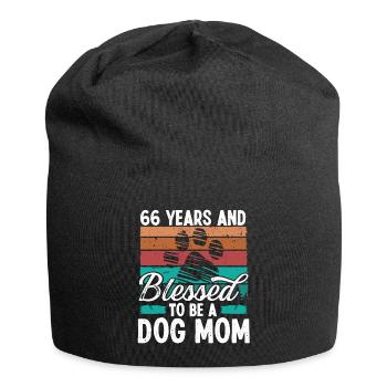 66 Year Old Dog Mom 66 Birthday Retro Dog Mother - Jersey-Beanie - Schwarz - Vorne