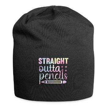 Funny back to school tie rainbow - Jersey Beanie - black - Front