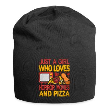 Juste une fille qui aime les films d’horreur et la pizza - Bonnet en jersey - noir - Devant