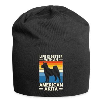 Akita Inu américain - Bonnet en jersey - noir - Devant
