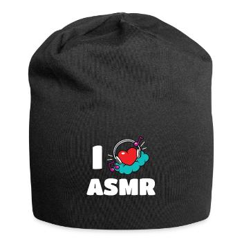 I Love ASMR Heart Headphones - Jersey Beanie - black - Front