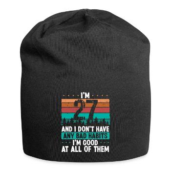 Anniversaire de 27 ans Drôle d’humour 27 anniversaire - Bonnet en jersey - noir - Devant