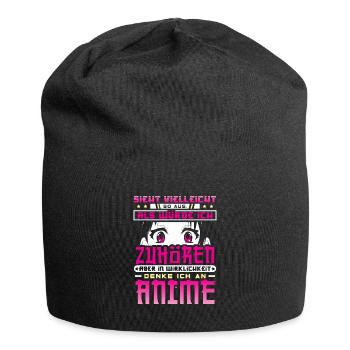 Anime - Jersey-Beanie - Schwarz - Vorne