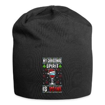 My christmas spirit is wine - Jersey Beanie - black - Front