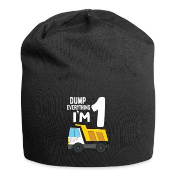 Dump Truck 1st Birthday Dump Everything I'm 1 - Jersey-Beanie - Schwarz - Vorne