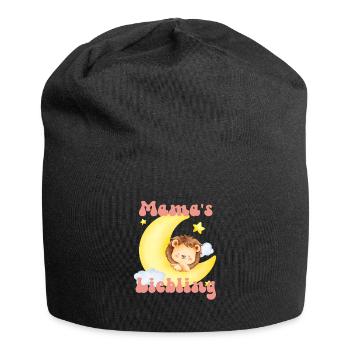 Mamas Liebling kleiner Löwe schläft im Mond - Jersey-Beanie - Schwarz - Vorne