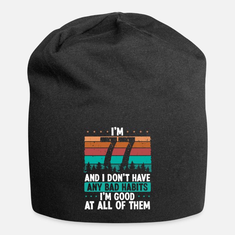 Anniversaire de 77 ans Drôle d’humour 77 anniversaire - Bonnet en jersey - noir