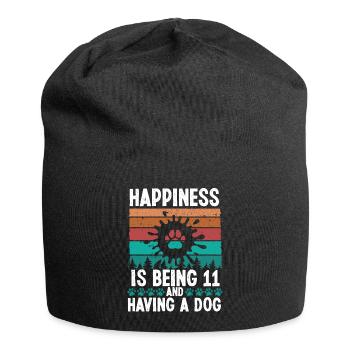 11 ans Bonheur Chien Papa 11 Anniversaire Chien Maman - Bonnet en jersey - noir - Devant