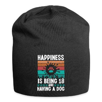 18 Year Old Happiness Dog Dad 18 Birthday Dog Mom - Jersey Beanie - black - Front