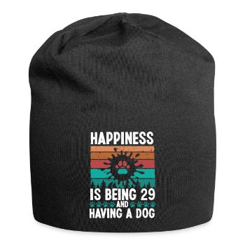 29 Year Old Happiness Dog Dad 29 Birthday Dog Mom - Jersey Beanie - black - Front