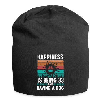 33 Year Old Happiness Dog Dad 33 Birthday Dog Mom - Jersey Beanie - black - Front