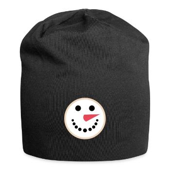 Winter Snowman Face Holidays Cute Christmas Trendy - Jersey Beanie - black - Front