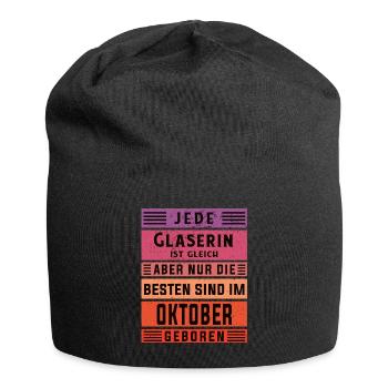 Glaserinei Geburtstag Oktober geboren Glaserin - Jersey-Beanie - Schwarz - Vorne