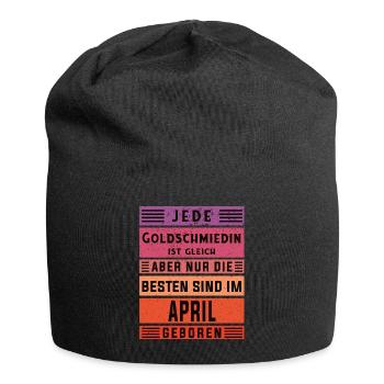 Juwelier Geburtstag April geboren Goldschmiedin - Jersey-Beanie - Schwarz - Vorne