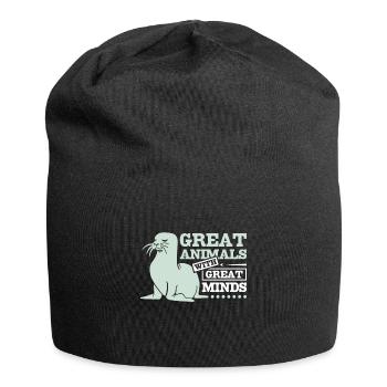 Great animals with great minds seals - Jersey Beanie - black - Front