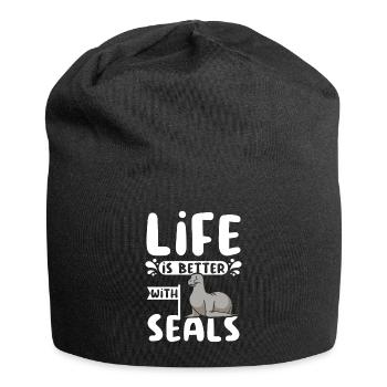 Life is better with seals - Jersey Beanie - black - Front