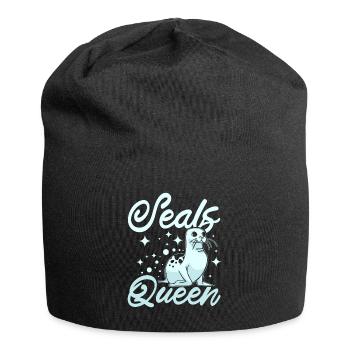 Women Girl Seals queen - Jersey Beanie - black - Front