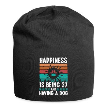 37 ans Bonheur Chien Papa 37 Anniversaire Chien Maman - Bonnet en jersey - noir - Devant