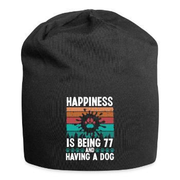 77 Year Old Happiness Dog Dad 77 Birthday Dog Mom - Jersey-Beanie - Schwarz - Vorne