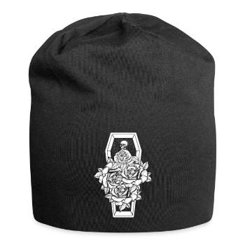 Floral Flower Skeleton Occult Gothic Halloween - Jersey-Beanie - Schwarz - Vorne