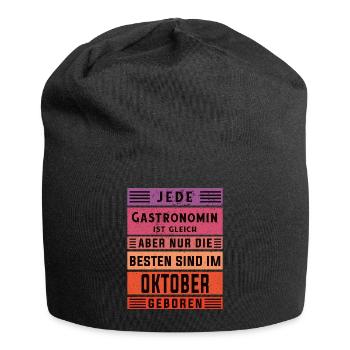 Restaurant Wirt Geburtstag Oktober geboren - Jersey-Beanie - Schwarz - Vorne