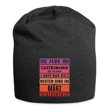 Restaurant Wirt Geburtstag März geboren - Jersey-Beanie - Schwarz - Vorne
