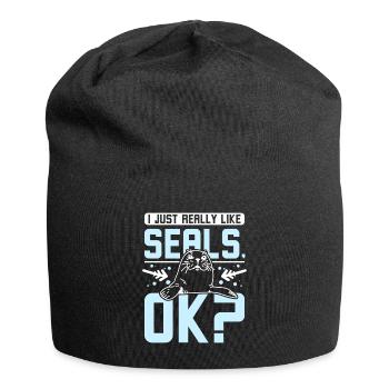 I just really like seals ok? - Jersey Beanie - black - Front