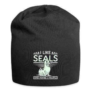 I like seals and maybe 3 people - Jersey Beanie - black - Front