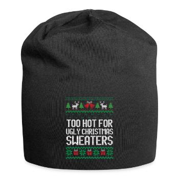 Trop chaud pour le pull de Noël moche Chemise - Bonnet en jersey - noir - Devant