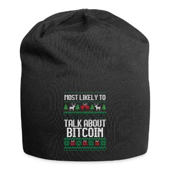 Le plus susceptible de parler de bitcoin noël laid - Bonnet en jersey - noir - Devant