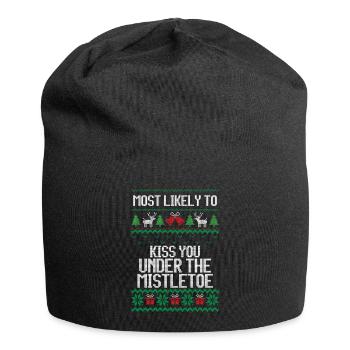 Most likely to kiss under the mistletoe christmas - Jersey-Beanie - Schwarz - Vorne