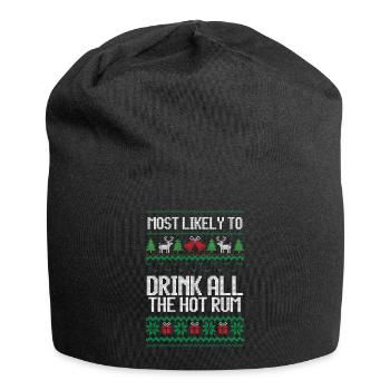Most likely to drink all hot rum ugly christmas - Jersey-Beanie - Schwarz - Vorne