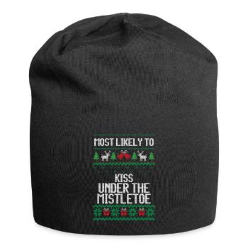 Most likely to kiss under the mistletoe christmas - Jersey-Beanie - Schwarz - Vorne