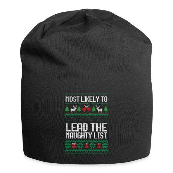 Most likely to lead the naughty list christmas - Jersey Beanie - black - Front