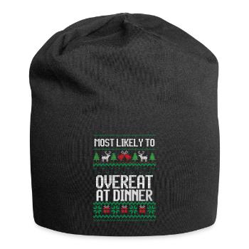 Most likely to overeat at dinner ugly christmas - Jersey Beanie - black - Front
