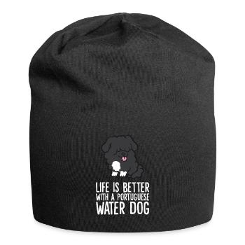 Das Leben ist besser mit einem Portugiesischen - Jersey-Beanie - Schwarz - Vorne