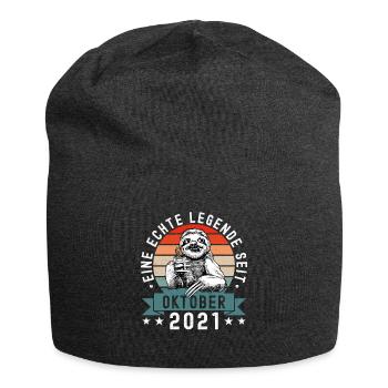 Faultier Geburtstag Oktober 2021 Geboren Jahrgang - Jersey-Beanie - Anthrazit - Vorne