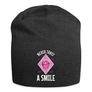 Never trust a big butt and a smile - Jersey Beanie - charcoal grey - Front
