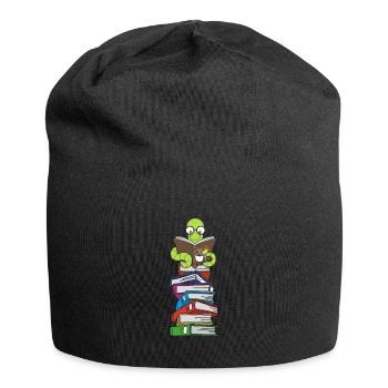 Wurm reads books with coffee - Jersey Beanie - black - Front