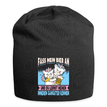 Biertrinker Bierliebhaber Lustig Spruch Einhorn - Jersey-Beanie - Schwarz - Vorne