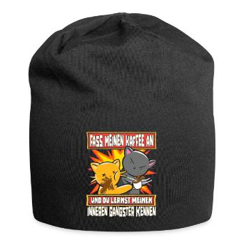 Lustig Katzen Kaffee Kaffeetrinker Sarkastisch - Jersey-Beanie - Schwarz - Vorne