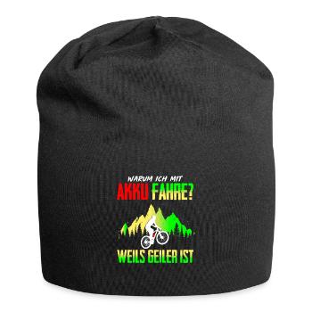 Warum Ich Mit Akku Fahre weils Geiler Ist MTB - Jersey-Beanie - Schwarz - Vorne