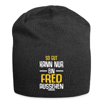 Fred Vorname Name Geburtstag - Jersey-Beanie - Anthrazit - Vorne