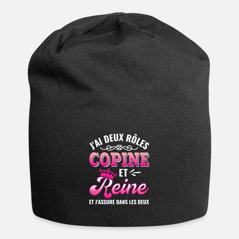 copine reine j'assure couronne princesse - Bonnet en jersey - noir
