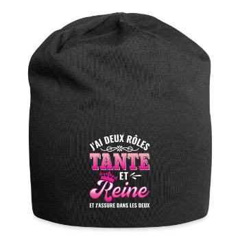 tante reine j'assure couronne princesse - Bonnet en jersey - noir - Devant