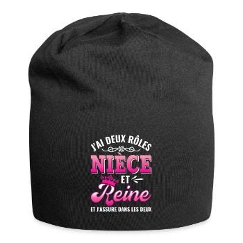 nièce reine j'assure couronne princesse - Bonnet en jersey - noir - Devant