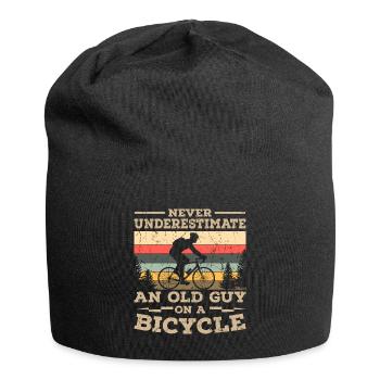 Old Man On Bike Cycling Biker Bike Tour - Jersey Beanie - black - Front