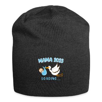 Mama 2023 Klapperstorch Baby Storch schwanger Mama - Jersey-Beanie - Anthrazit - Vorne